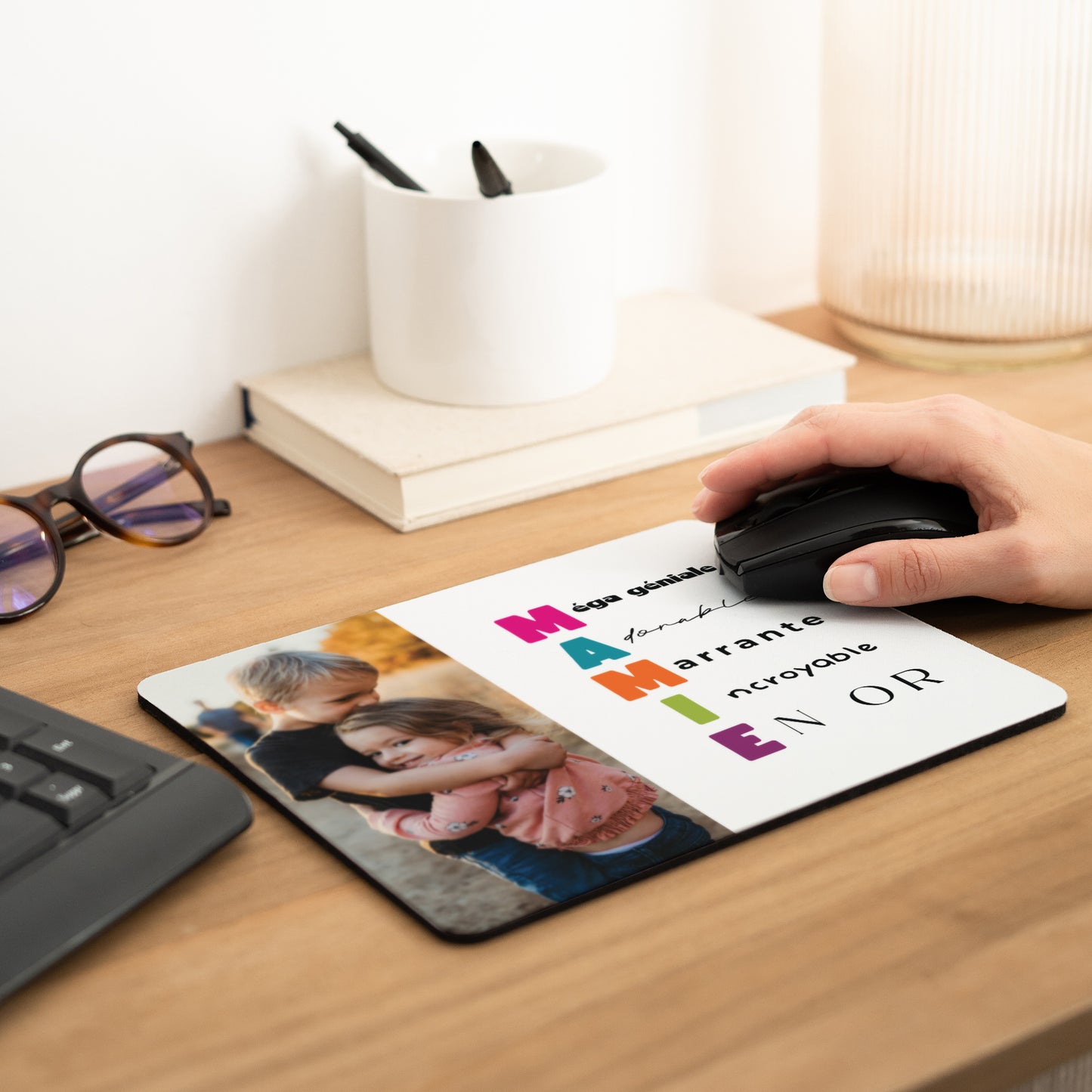 Tapis de souris Rectangle Signature Mamie photo N° 2