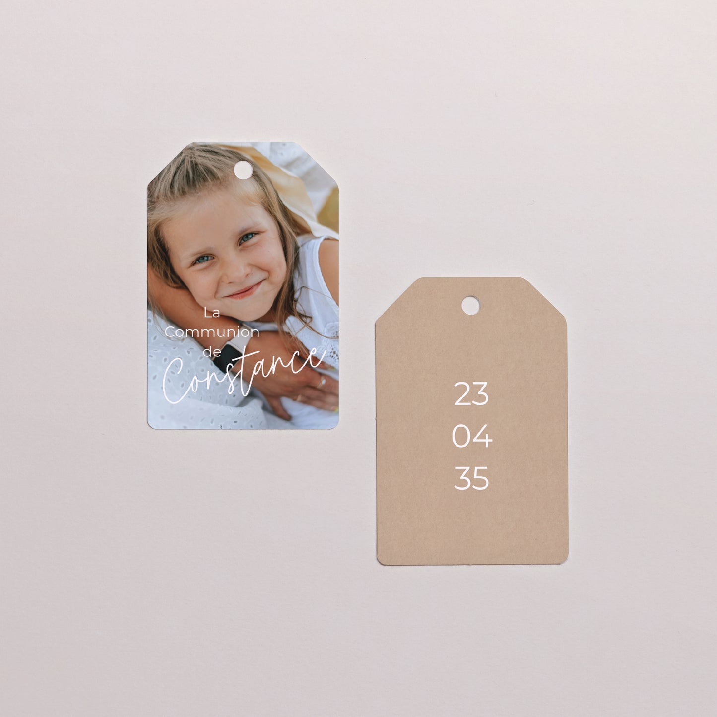 Boîte à dragées Communion boule avec étiquette fanion La Mélodie du Cœur photo N° 4