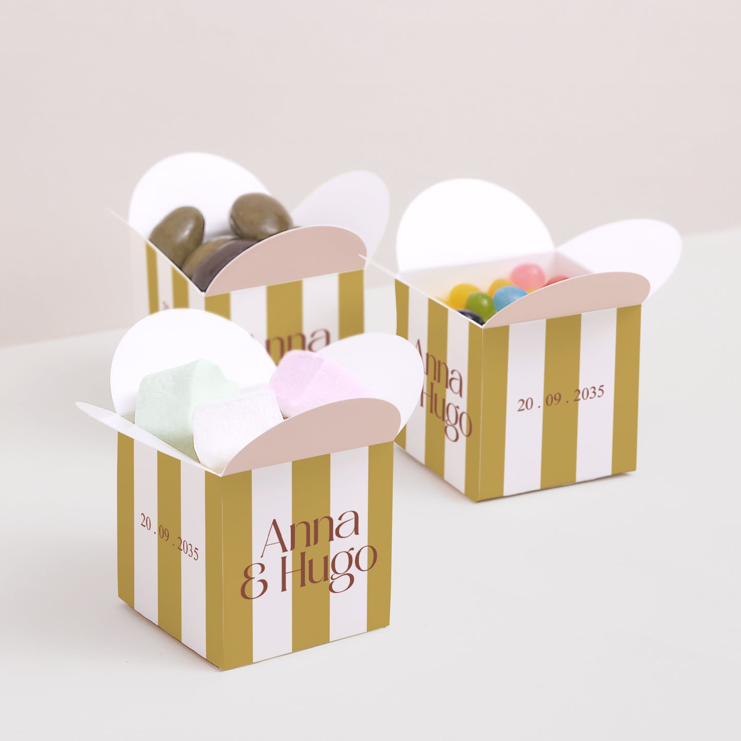 Boîte à dragées Mariage Ouverture papillon Lignes Unies photo N° 3