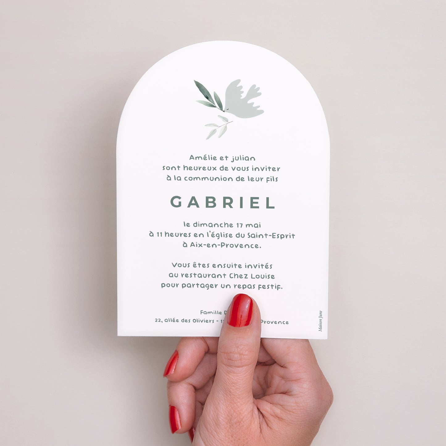 Faire-part Communion Petite arche Avec amour et bénédiction photo N° 3