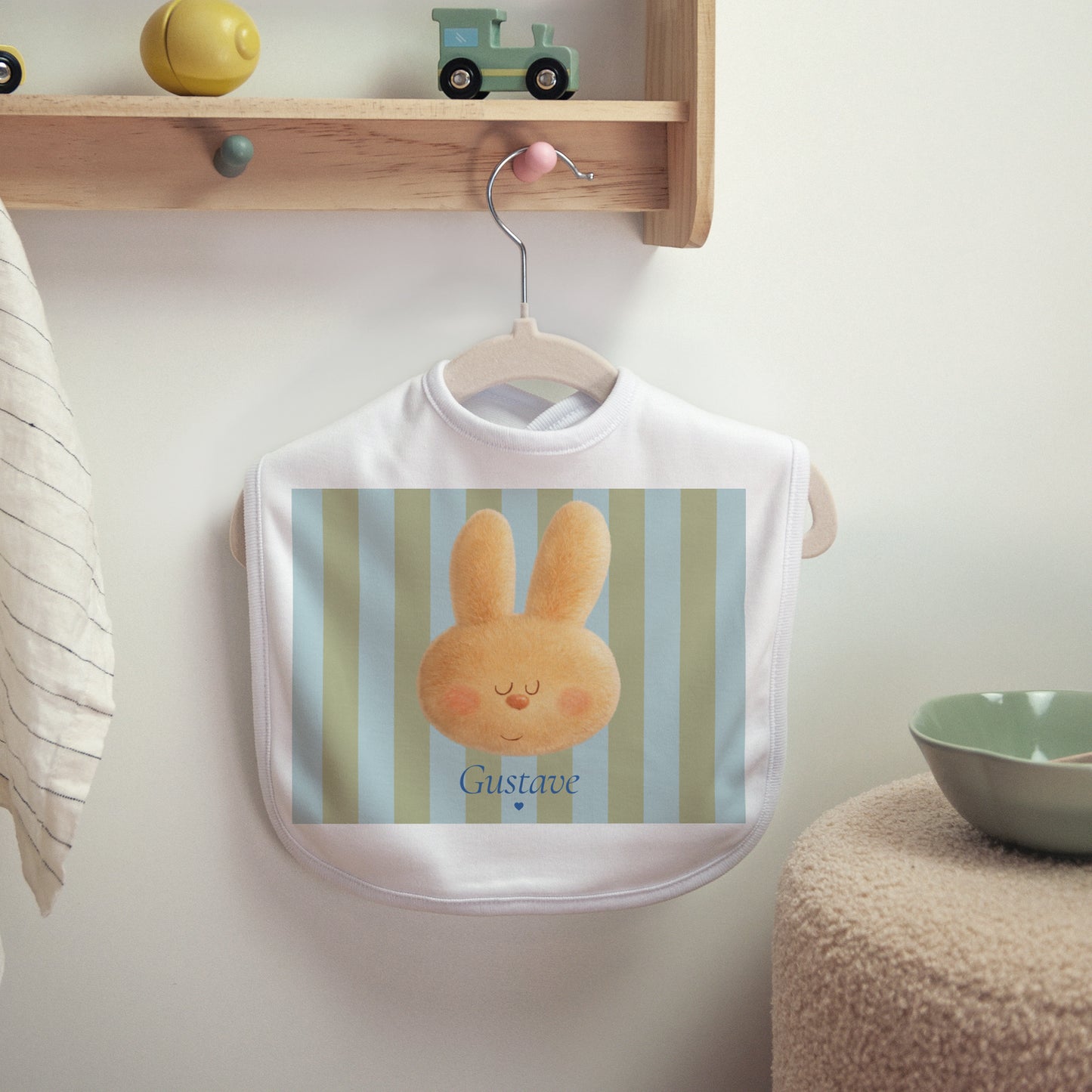 Bavoir Naissance Tissu Doudou lapin rêveur photo N° 2