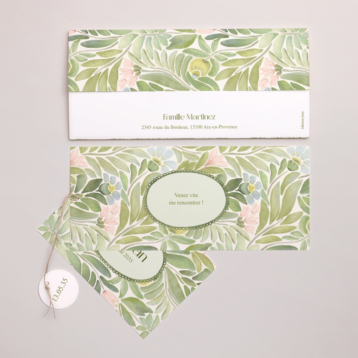 Faire-part Naissance Pochette 2 cartes, étiquette Au Jardin des Rêves photo N° 4