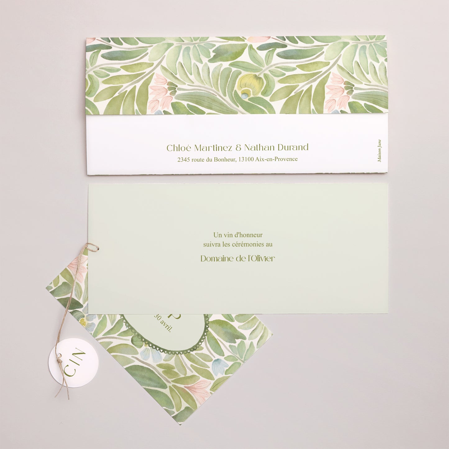 Faire-part Mariage Pochette 2 cartes, étiquette Le Jardin des Promesses photo N° 4