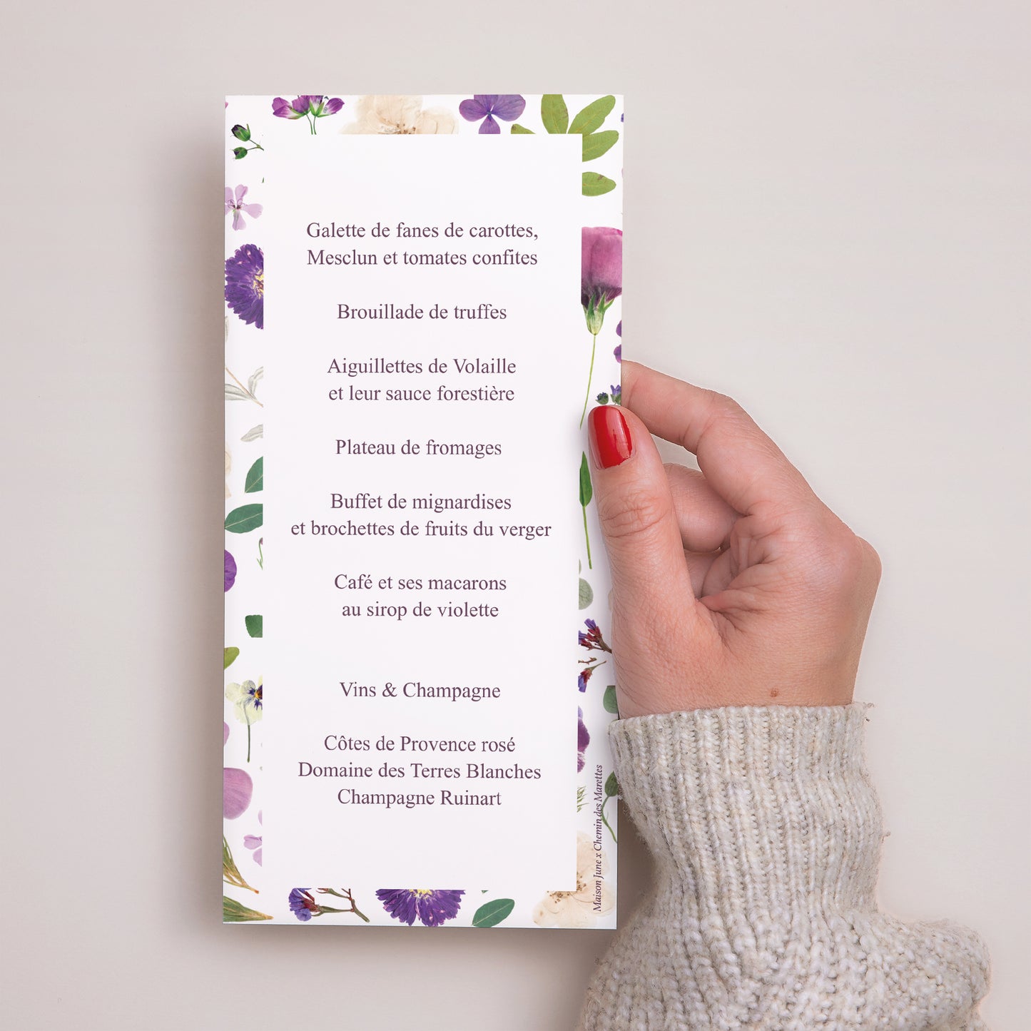 Menu Mariage Panoramique portrait Ronde Florale photo N° 3
