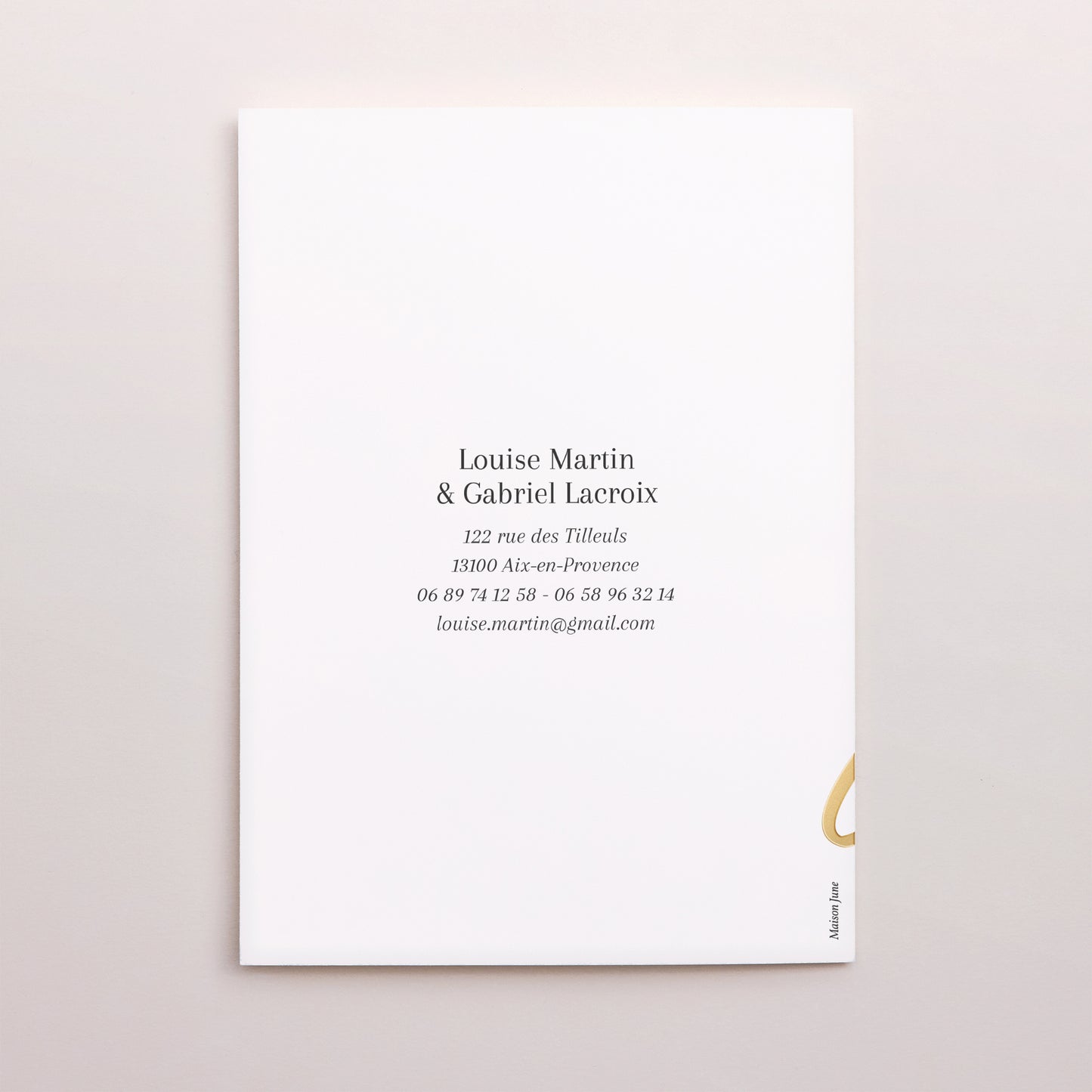 Faire-part Mariage Portrait double volet Signature Dorée photo N° 3