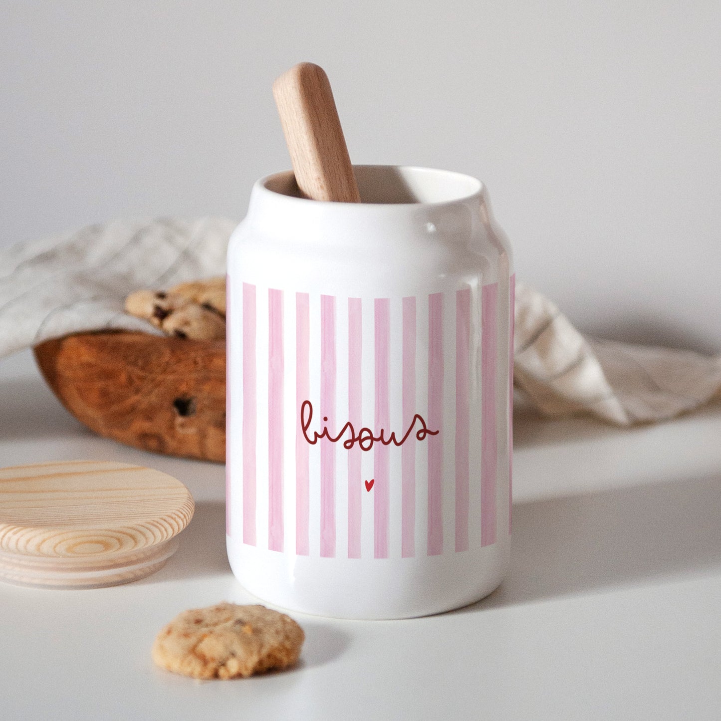 Pot en céramique 65 cl Bisous rayures photo N° 3