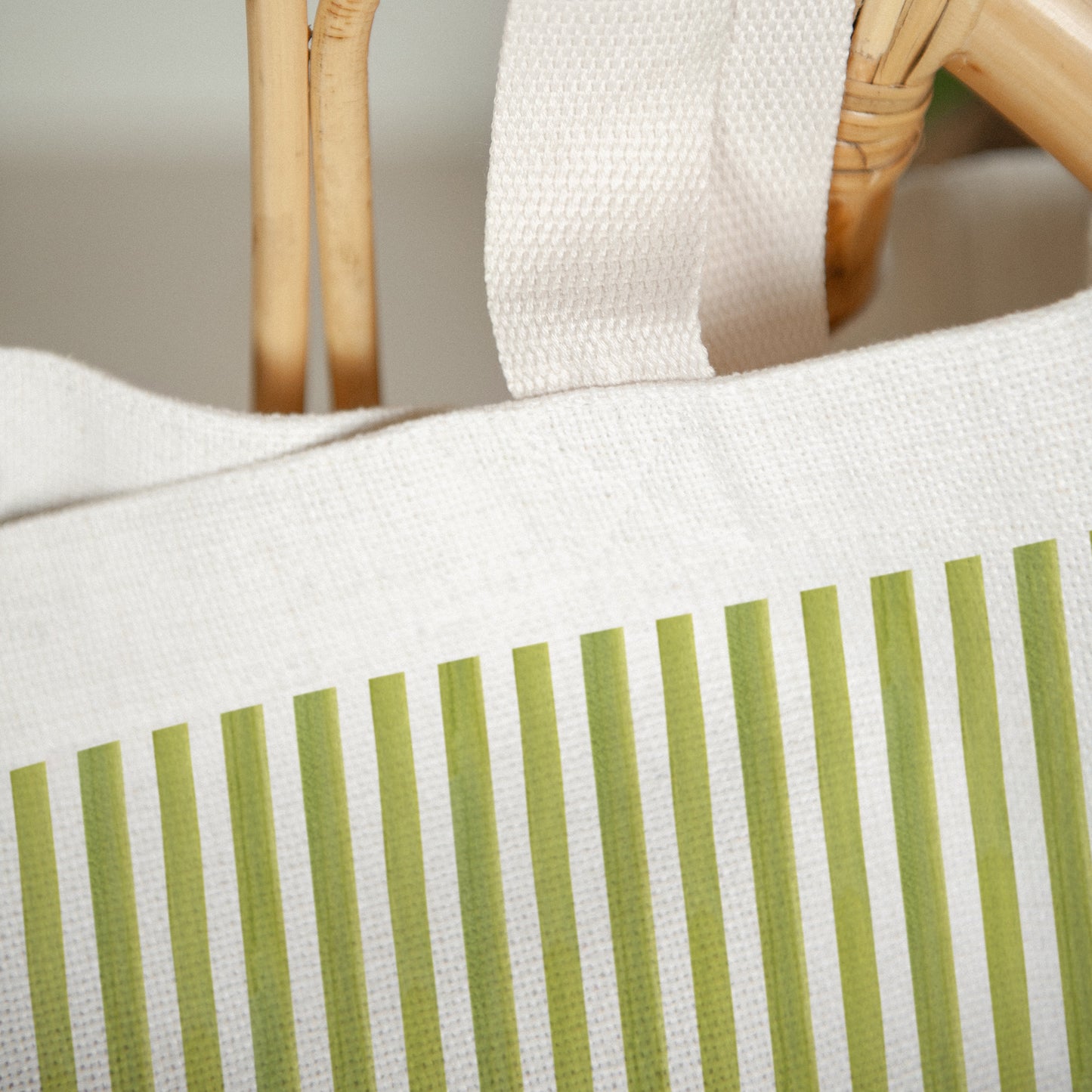 Tote bag Anse en toile Bisous Rayures Verte photo N° 3
