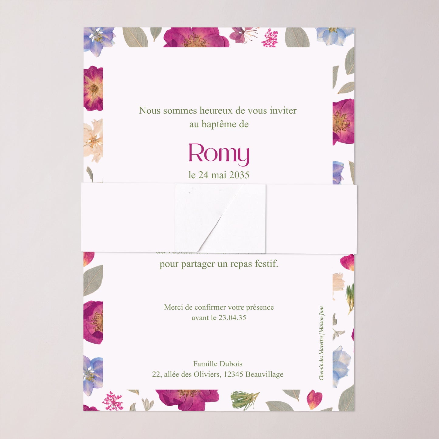 Faire-part Baptême bandeau, 2 cartes Petit Brins de Douceur photo N° 5