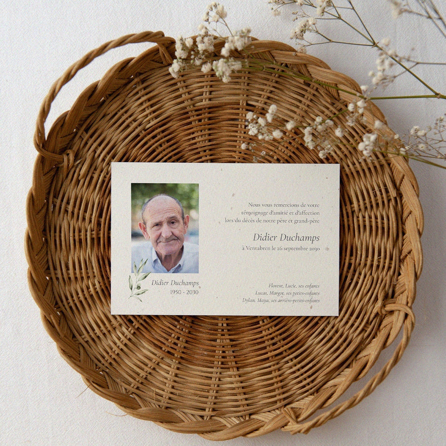Carte remerciement décès Maison June