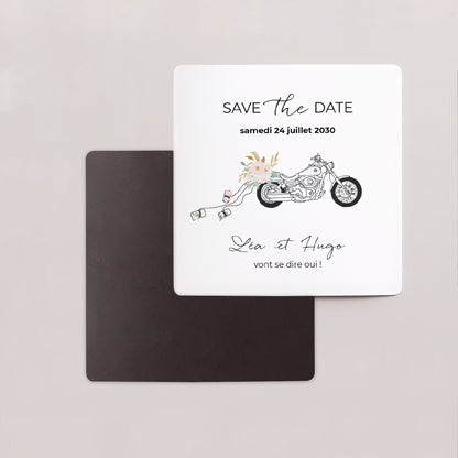 Save the date Mariage Lot de 9, magnétique Harley fleurie photo N° 2