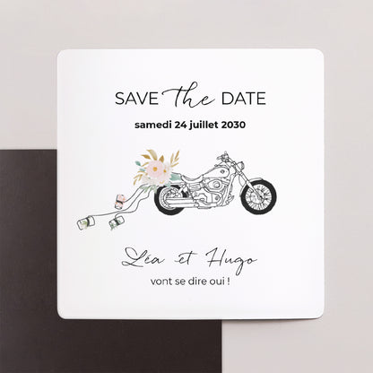 Save the date Mariage Lot de 9, magnétique Harley fleurie photo N° 1