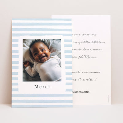 Carte remerciement naissance garçon