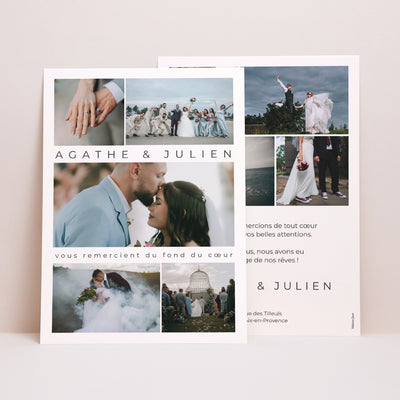 Carte remerciement mariage