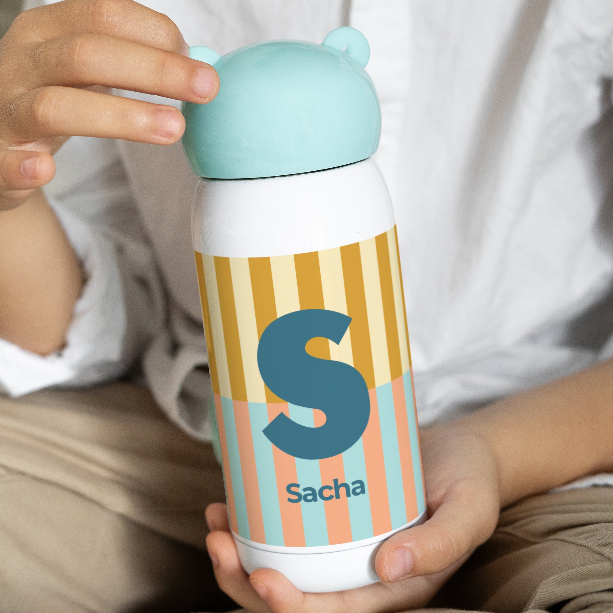 Bouteille D'Eau Personnalisée J.Børn 350 Ml Avec Paille – Acier Inoxydable, Designs Peints Main, Anti-Fuite Enfant