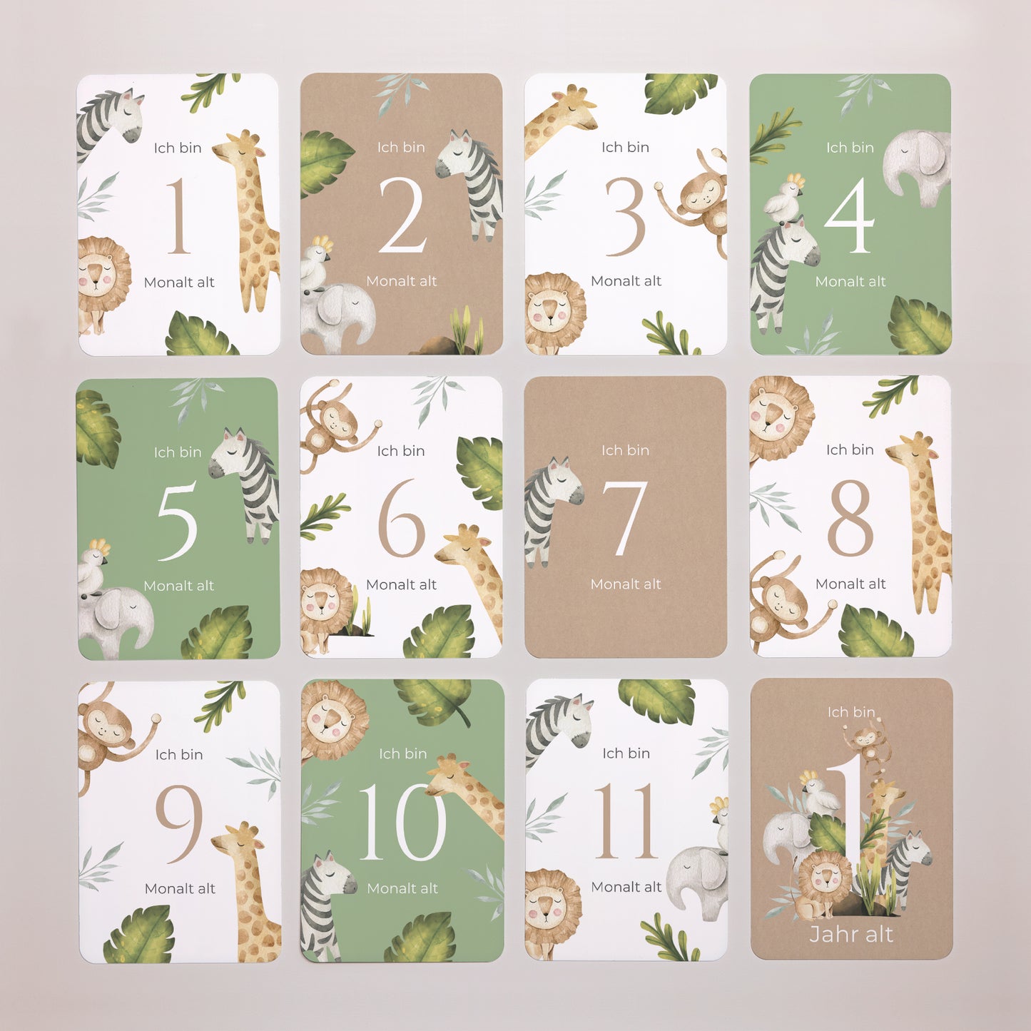 Carte étape bébé Naissance Lot de 12 Jungle Happiness photo N° 4