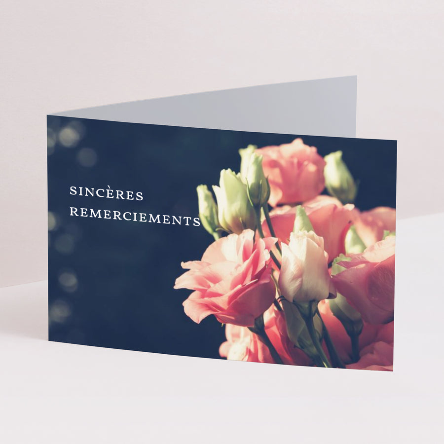 Condoléances Décès Double volet paysage Roses sur fond Gris photo