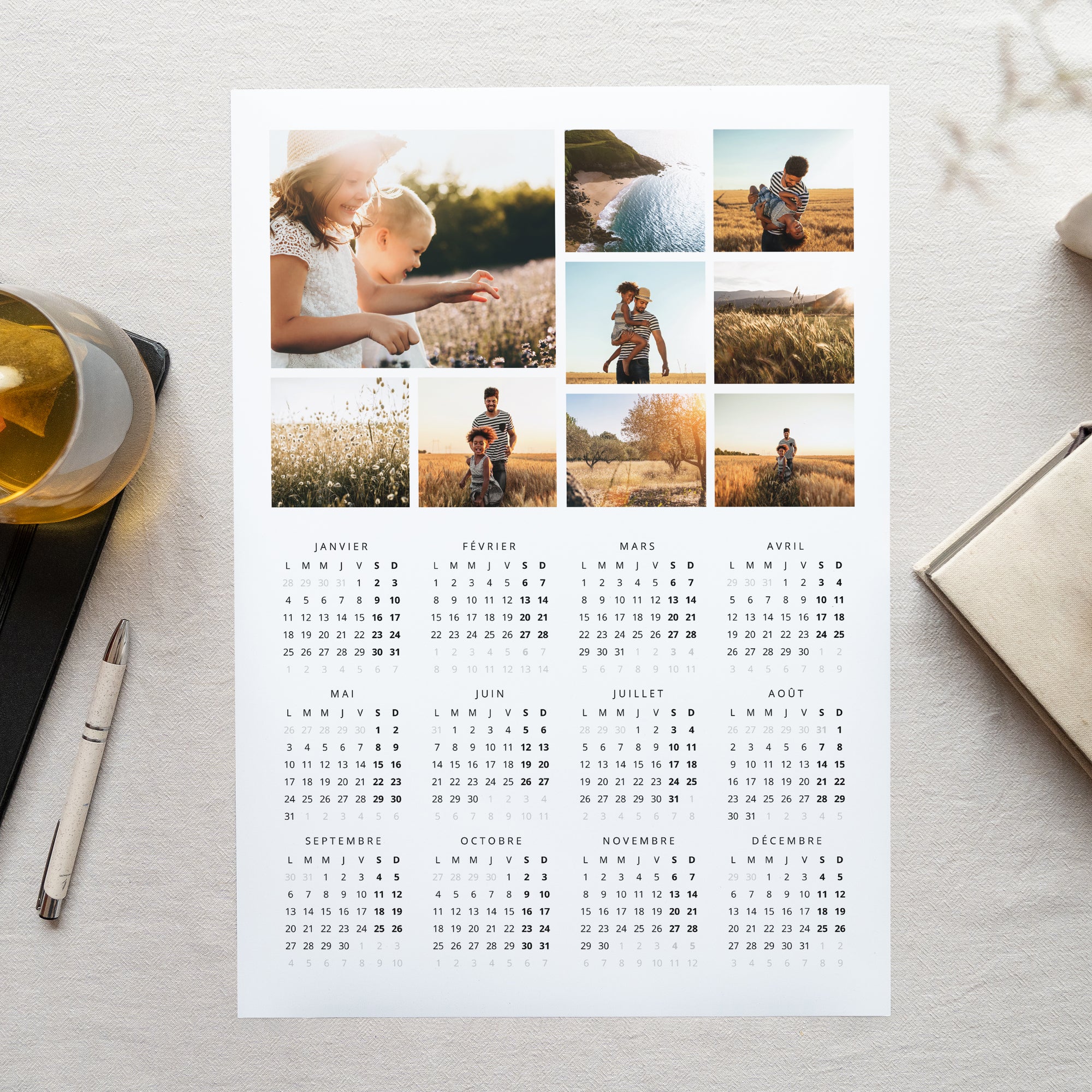 Calendrier Fin d'année Monopage portrait Calendrier Photo Pêle-Mêle photo N° 1