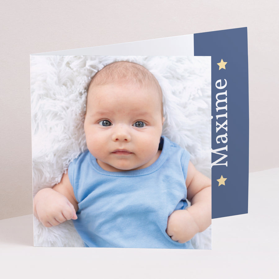 Faire-part Naissance Double volet asymétrique Petite étoile bleue photo