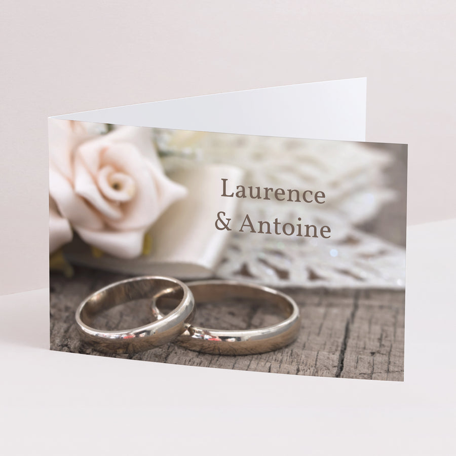 Faire-part Mariage Double volet paysage Alliance de deux Coeurs photo