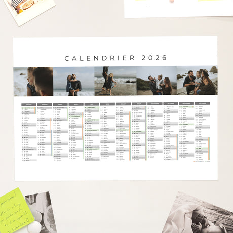 Calendrier Fin d'année Magnétique, monopage paysage Calendrier planning multi-photos