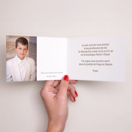 Faire-part Communion Double volet paysage Communion classique