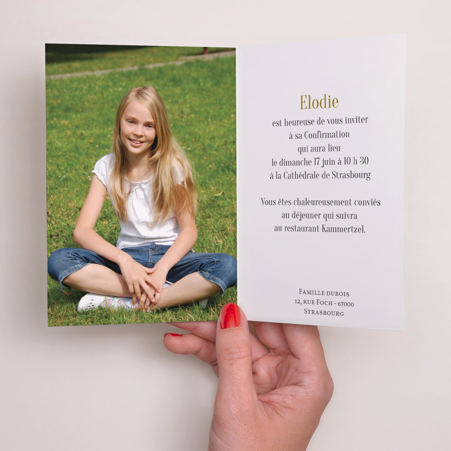 Faire-part Communion Double volet portrait Profession de Foi - Fille photo N° 2