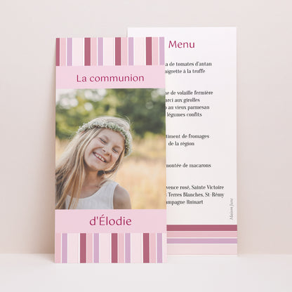 Menu Communion Panoramique portrait Profession de Foi - Fille photo N° 1
