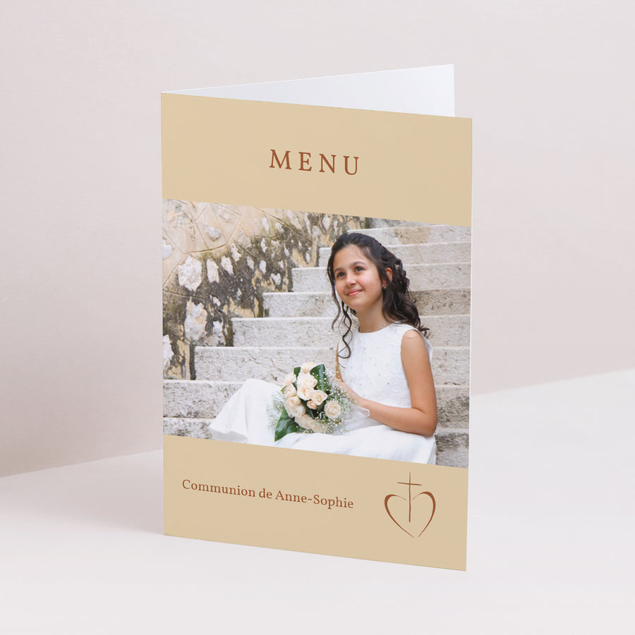 Menu Communion Double volet portrait Profession de foi photo