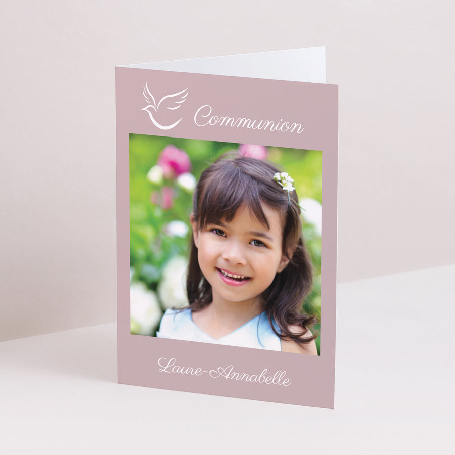 Faire-part Communion Double volet portrait Sobriété photo