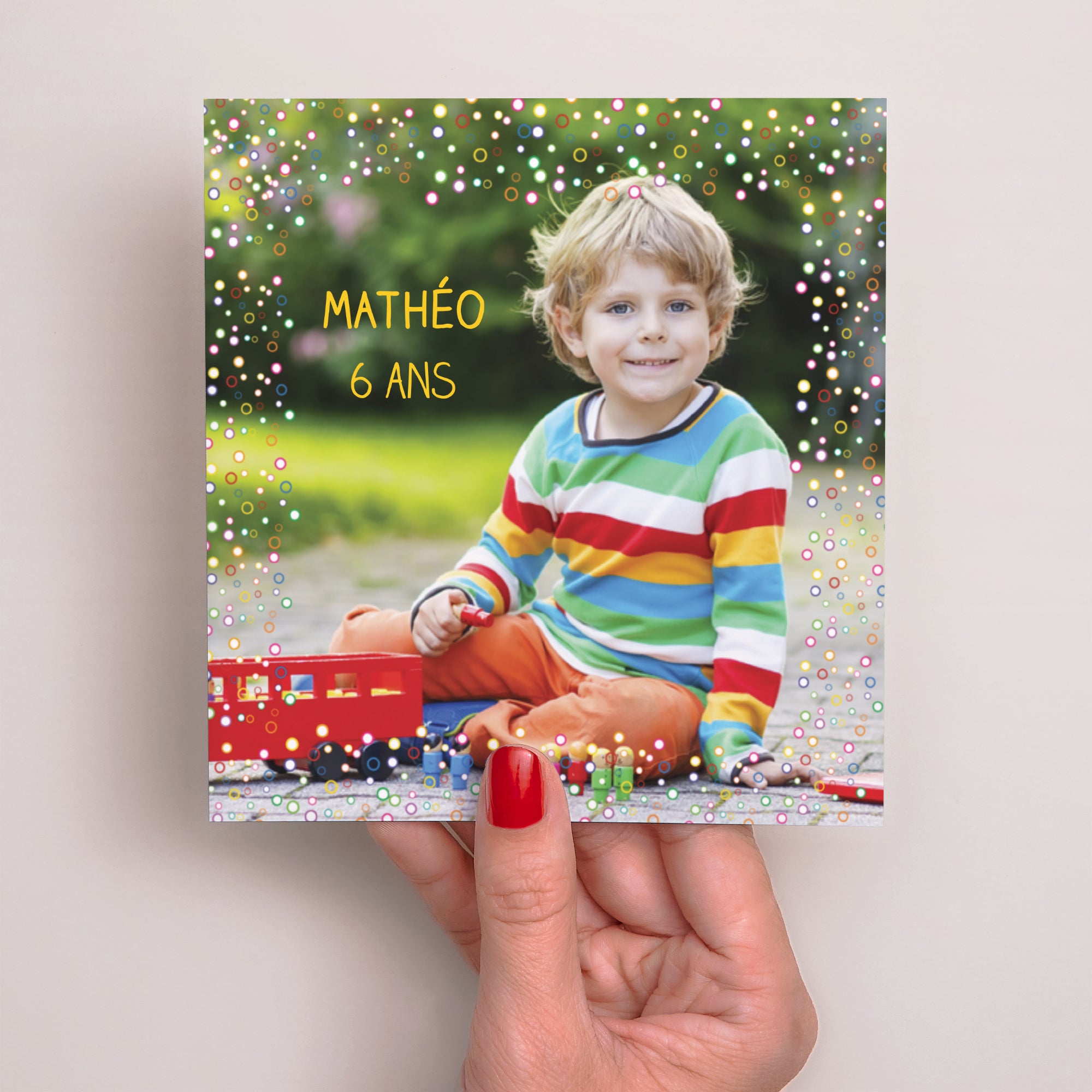 Invitations Anniversaire Enfant Carré Confettis photo N° 2
