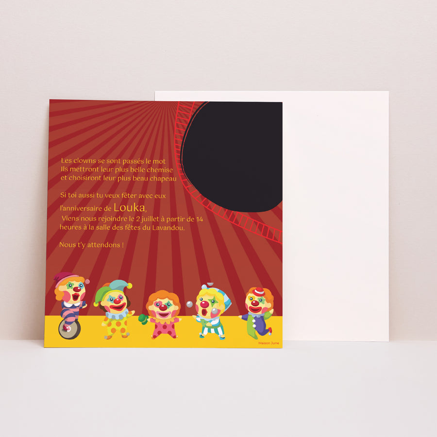 Invitations Anniversaire Enfant Carré Thème Cirque photo