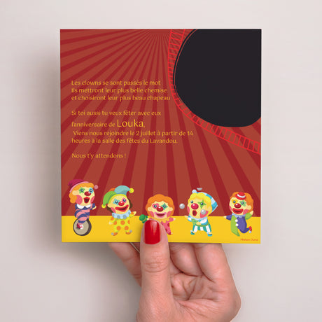 Invitations Anniversaire Enfant Carré Thème Cirque