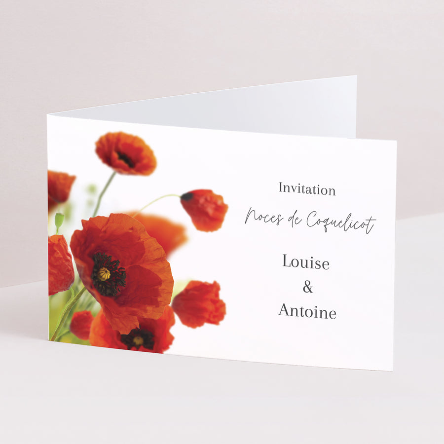 Invitations Anniversaire de mariage Double volet paysage Noces de coquelicot - 8 ans photo