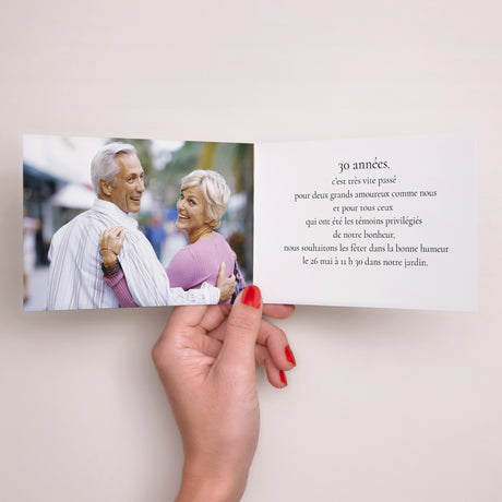 Invitations Anniversaire de mariage Double volet paysage Noces de Perle - 30 ans Mariage