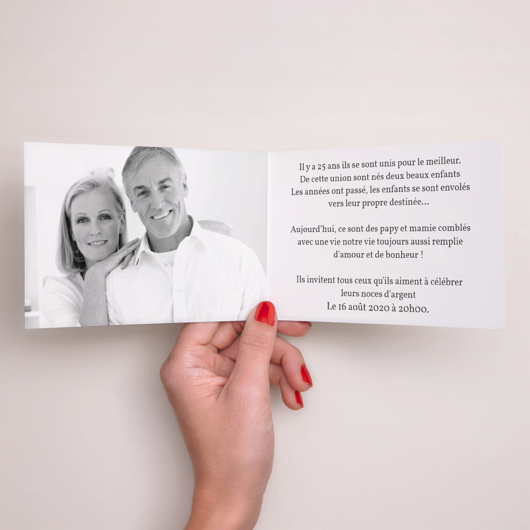 Invitations Mariage Double volet paysage Noces d'argent - 25 ans de Mariage photo N° 2