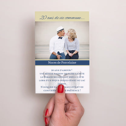 Invitations Mariage Portrait Noces de porcelaine - 20 ans photo N° 2