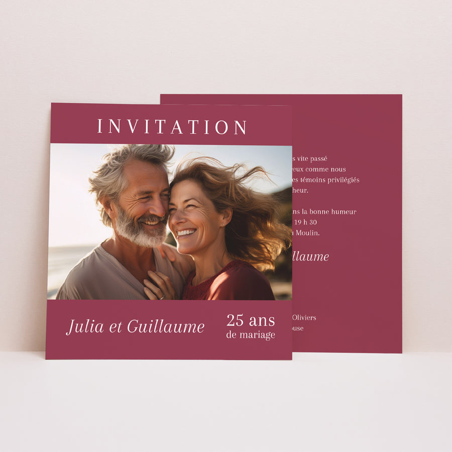 Invitations Anniversaire de mariage Carré Noces photo