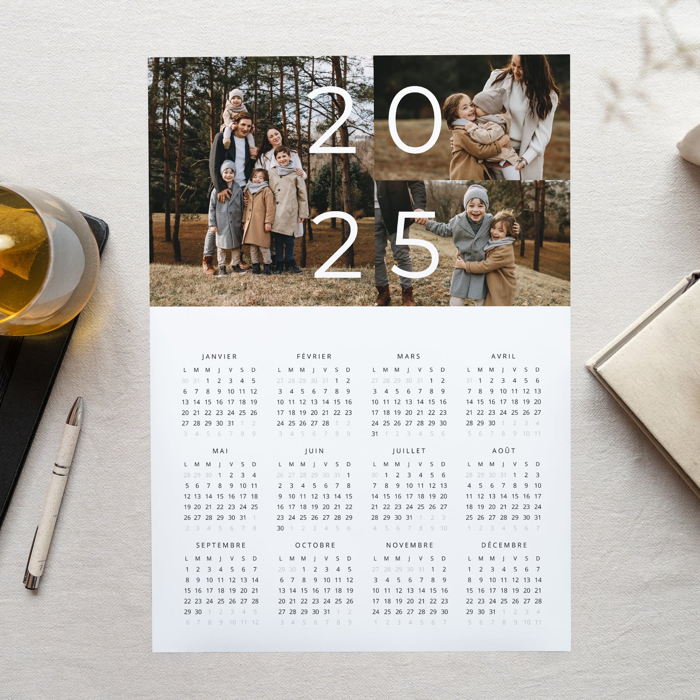 Calendrier Fin d'année Monopage portrait Famille photo N° 1