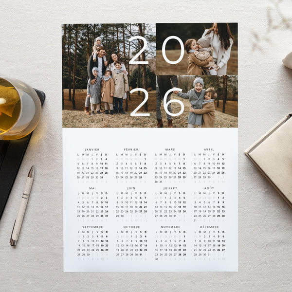 Calendrier Fin d'année Monopage portrait Famille photo