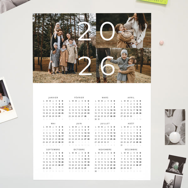 Calendrier Fin d'année Magnétique, monopage portrait Famille photo