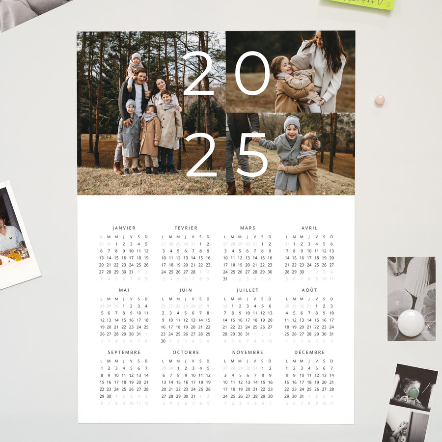 Calendrier Fin d'année Magnétique, monopage portrait Famille photo
