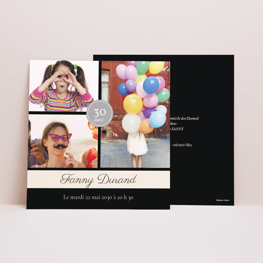 Invitations Anniversaire Adulte Carré Extravagance et élégance photo