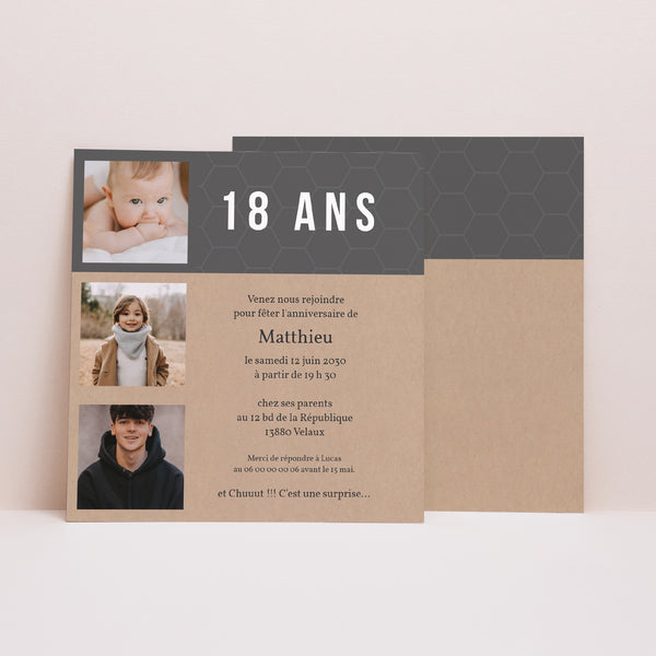 Invitations Anniversaire Adulte Carré High Tech photo