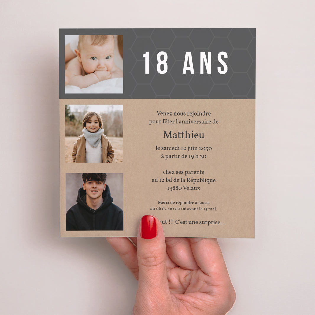 Invitations Anniversaire Adulte Carré High Tech photo N° 2