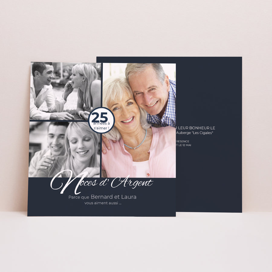 Invitations Anniversaire Adulte Carré Evénement élégant photo