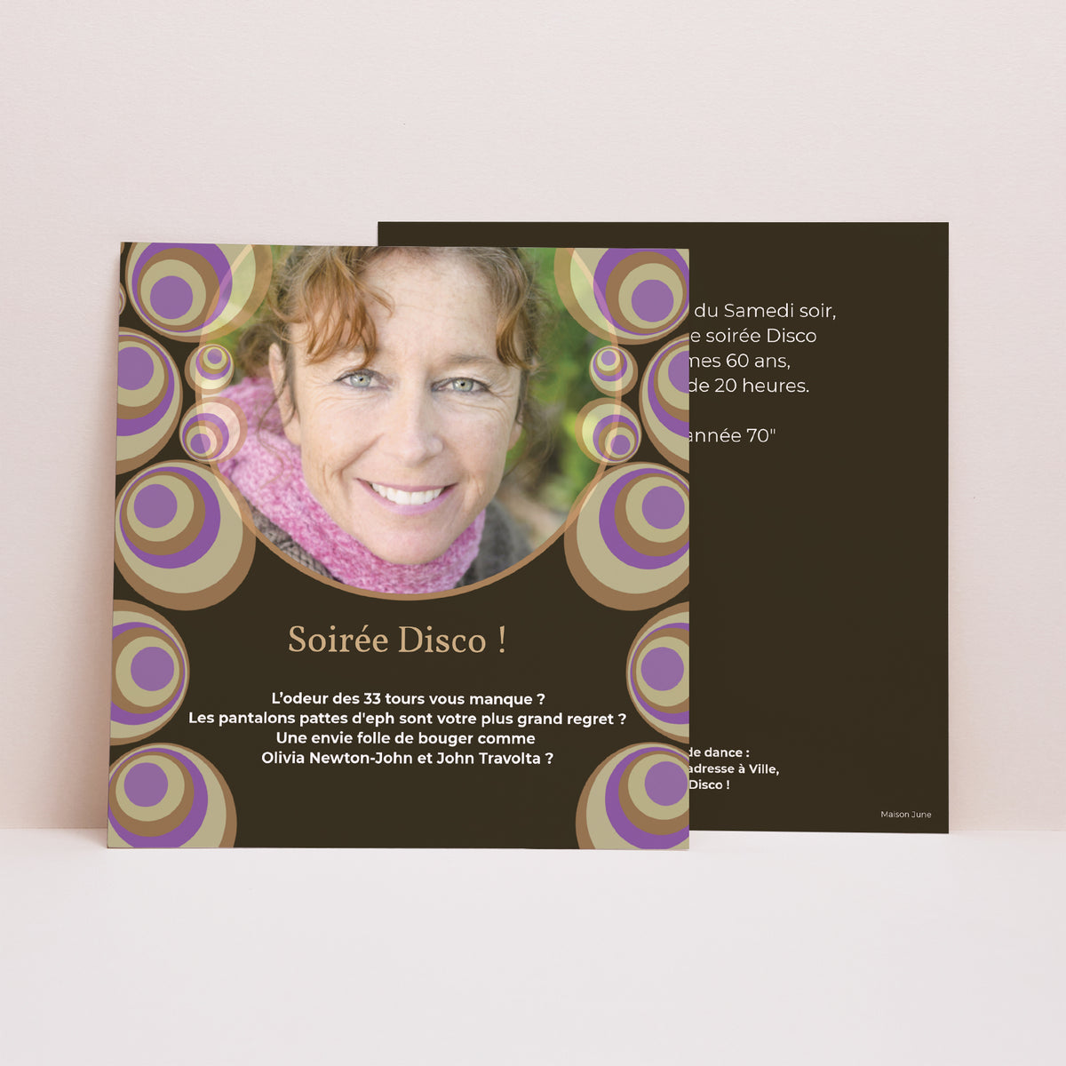 Invitations Anniversaire Adulte Carré Bulles Disco photo N° 1