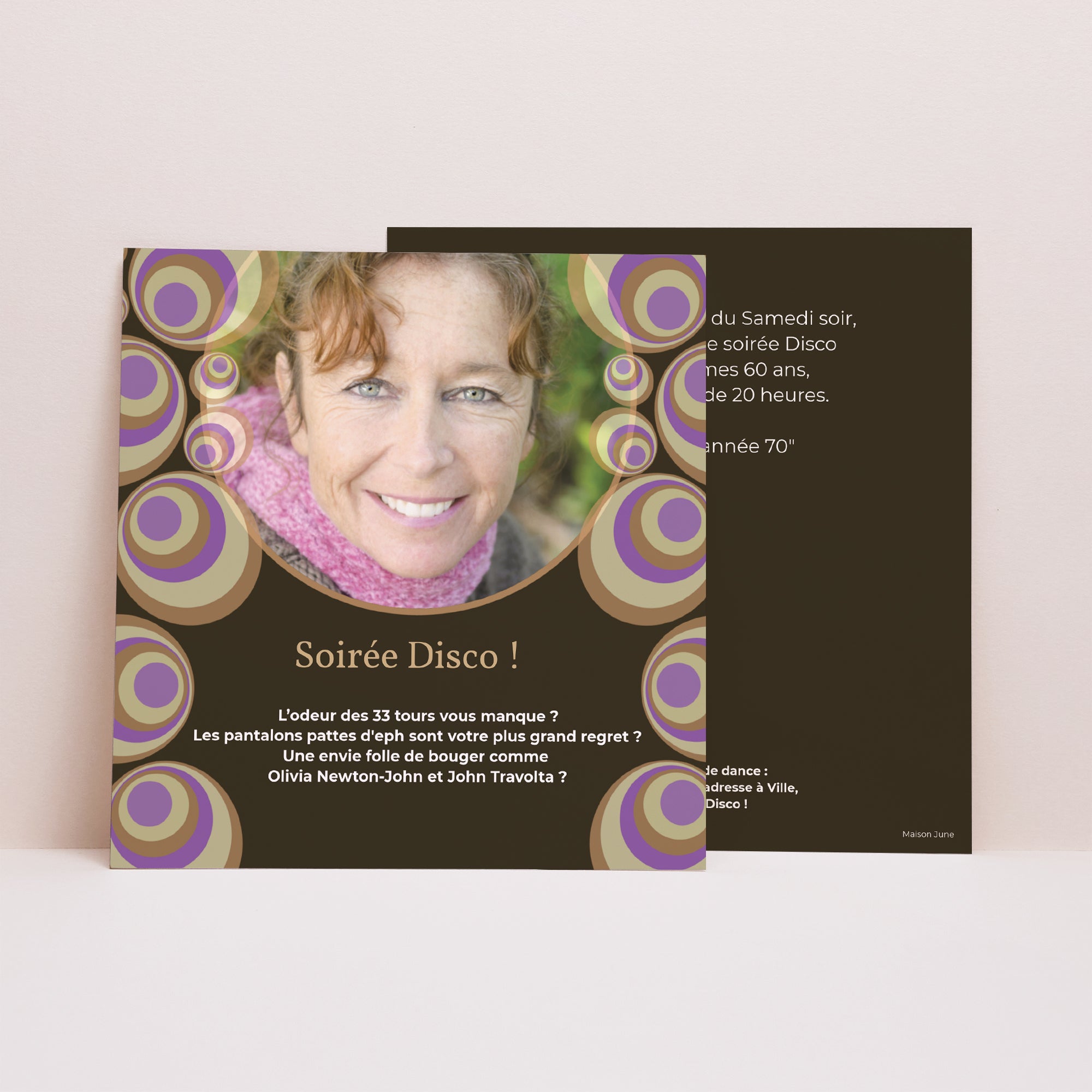 Invitations Anniversaire Adulte Carré Bulles Disco photo N° 1