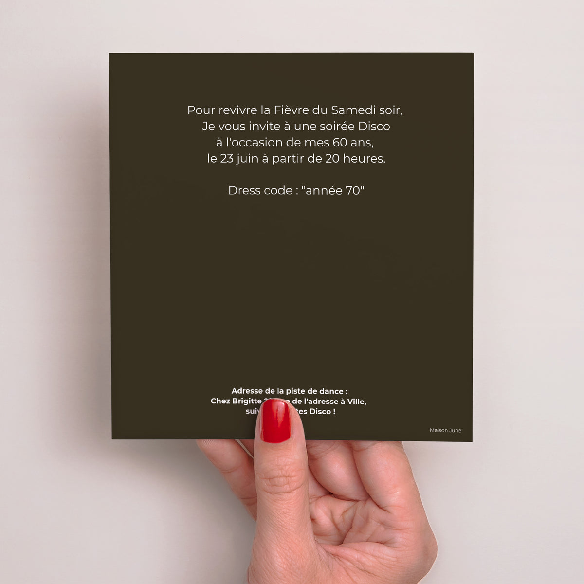 Invitations Anniversaire Adulte Carré Bulles Disco photo N° 3