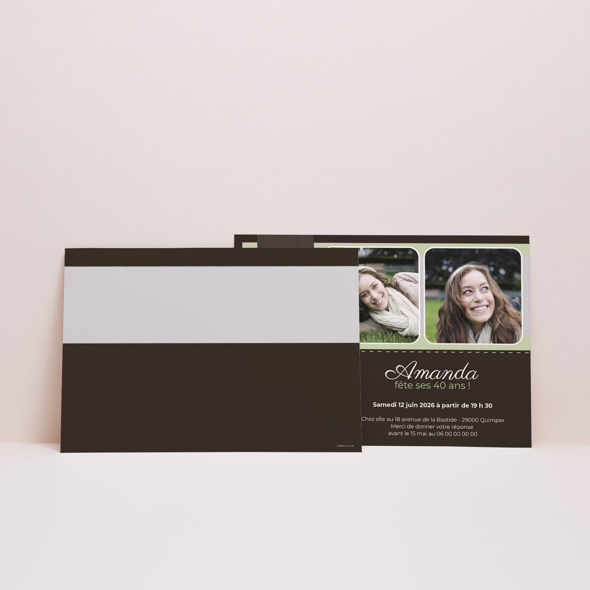 Invitations Anniversaire Adulte Paysage Menthe Chocolat photo N° 2