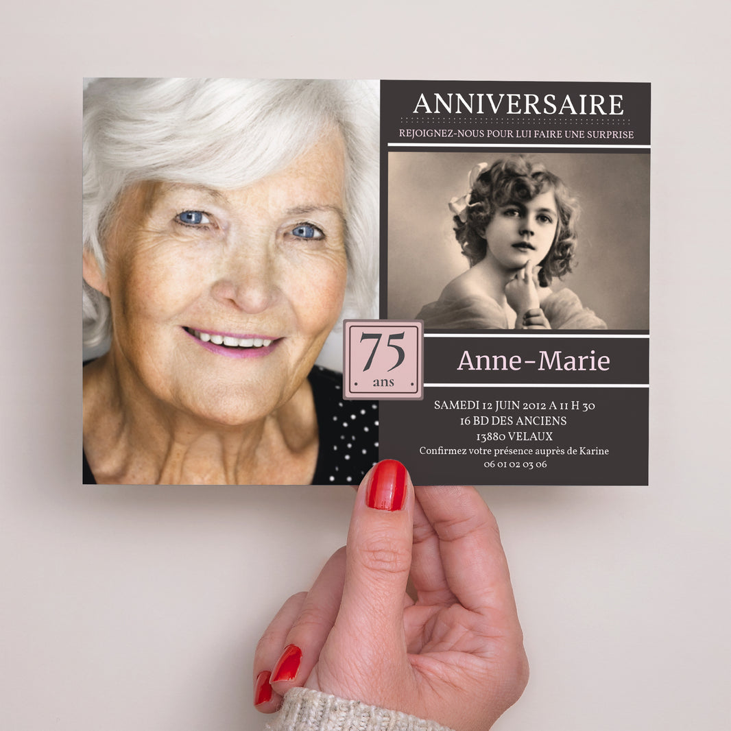 Invitations Anniversaire Adulte Portrait Souvenirs marquants photo N° 3